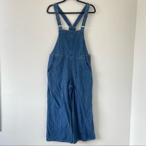 Womens old navy wide leg cropped denim overalls size M